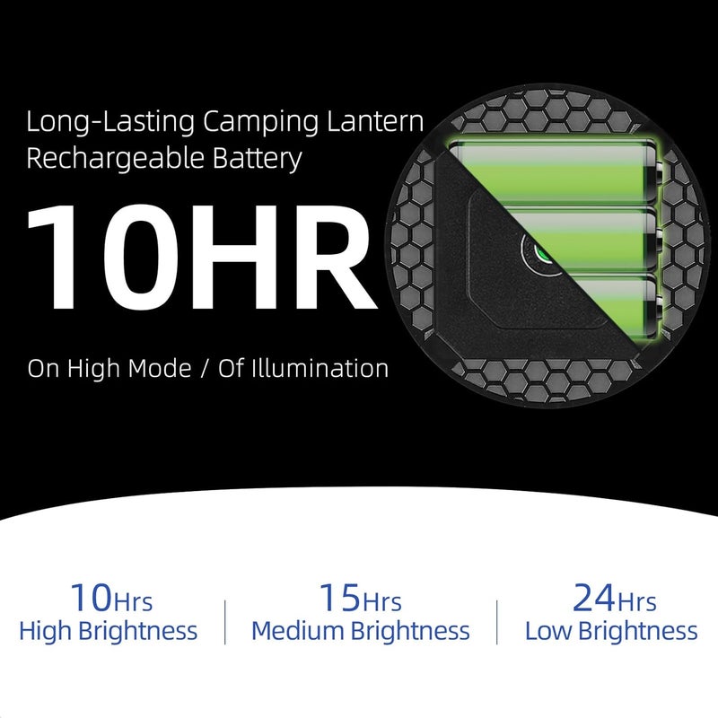 Amkulop Tent Light Hanging for Camping,Bright LED Rechargeable Portable Lantern for Vendor Booths,Waterproof Outdoor Lights with Battery Power, Camp Lamp Light with Magnet for Outdoor Glamping(Black) - Image 4